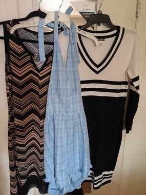 Light Blue Plaid Halter Sundress